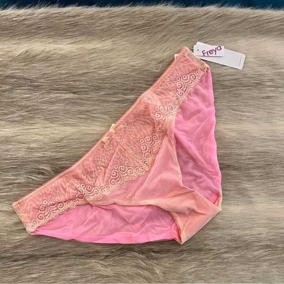 New FREYA Icon AA1665MIK Pink Bow Lacey Full Cover XL Panties Underwear Sheer - Picture 3 of 12